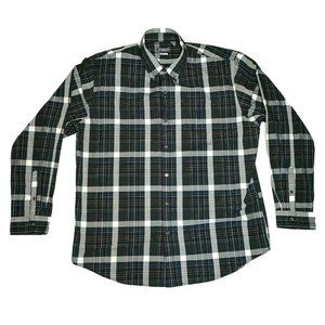 Van Heusen Men's Long Sleeve Shirt XL Button Down Classic Fit Black white 17